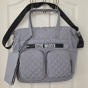 Steve Madden Quilted Duffel Bag in Gray